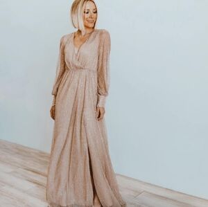 NEW Baltic Born Abigail Sparkle Dress Gown Champagne Beige X-Large Maxi